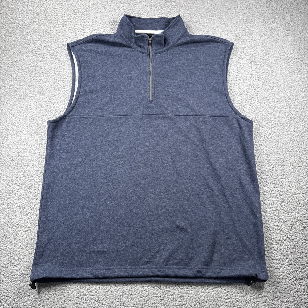 Dunning Golf Shirt Mens XXL Blue Sleeveless 1/4 Zip Bamboo Logo Embroidered Golf